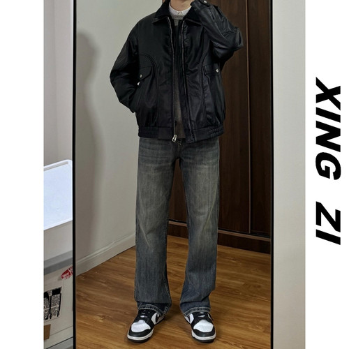 美式高街微喇牛仔裤男显瘦百搭