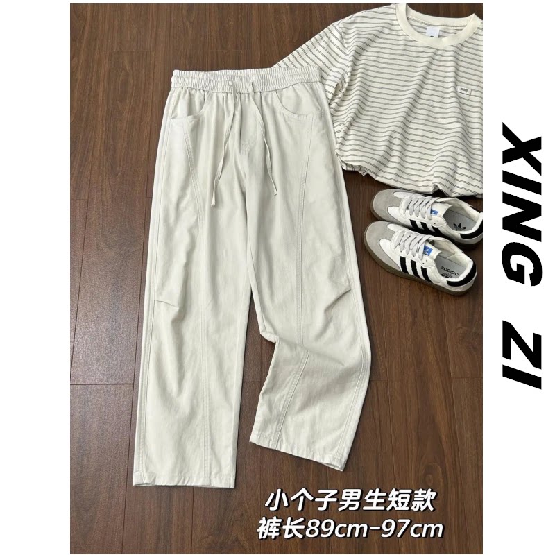 夏季薄款休闲裤男生直筒九分裤日系复古潮流百搭显高显瘦裤子男款