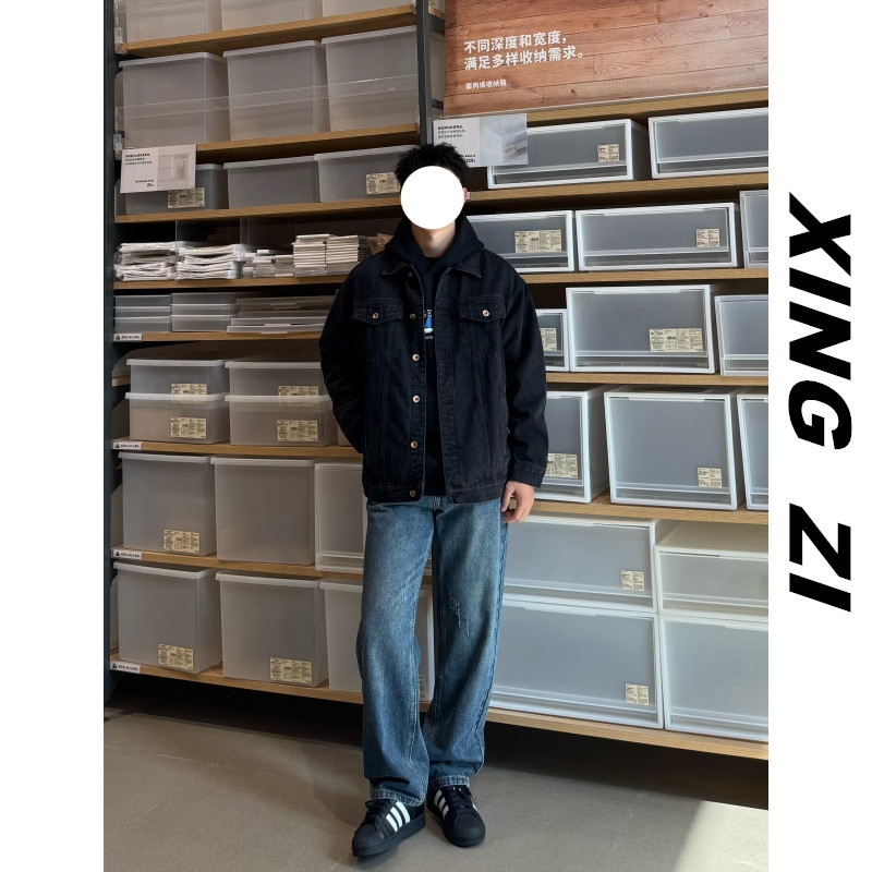 美式高街复古牛仔裤男款直筒宽松窄版显瘦百搭冬季高品质潮流休闲