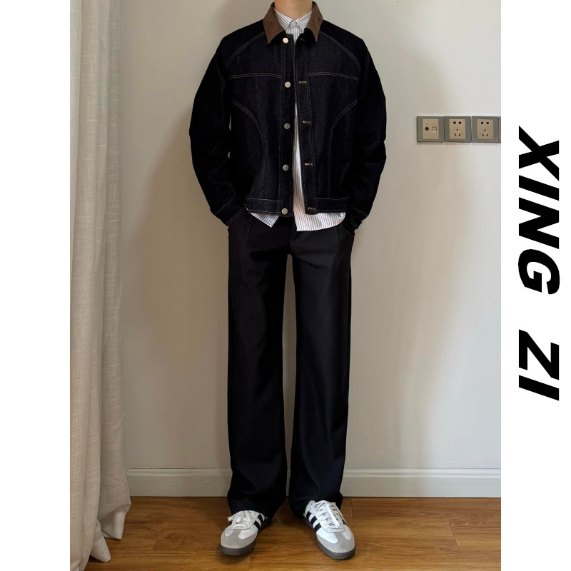 冬季日系复古垂感阔腿西裤男