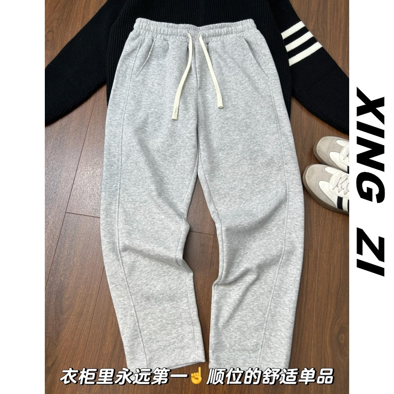 春季直筒宽松卫裤男生小个子显高显瘦潮流百搭垂感抽绳运动休闲裤