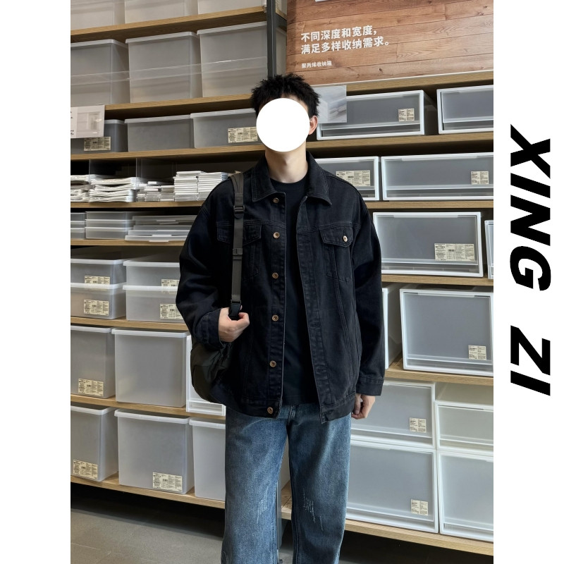 美式复古牛仔外套男款冬季高街潮流品质宽松休闲百搭水洗牛仔夹克