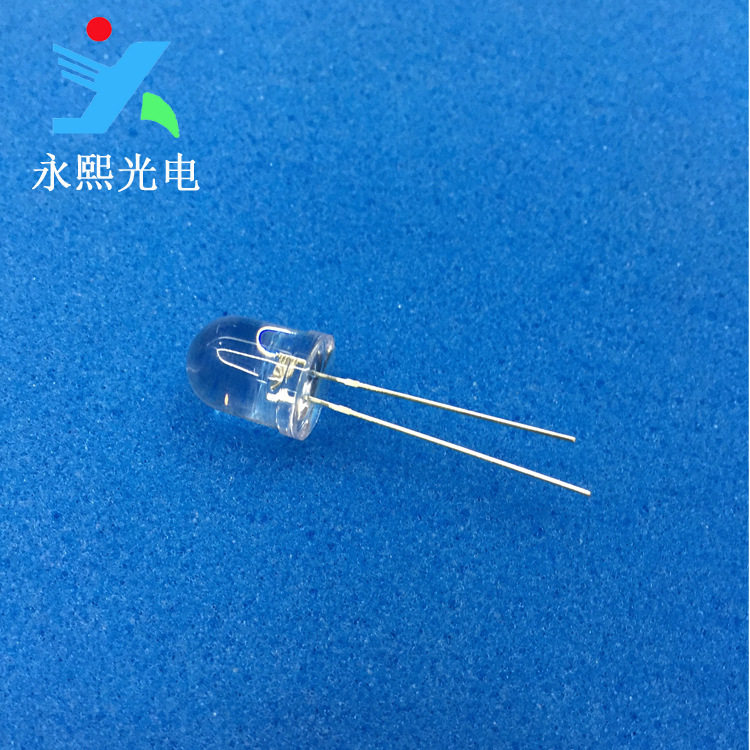 10MM圆头白发蓝色led灯珠f10蓝灯发光二极管高亮蓝光