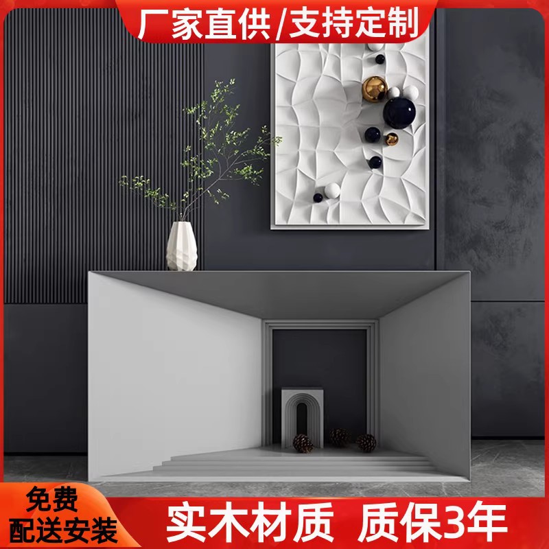 灰色烤漆玄关柜台创意艺术玄关桌现代简约回型样板间装饰柜台整装