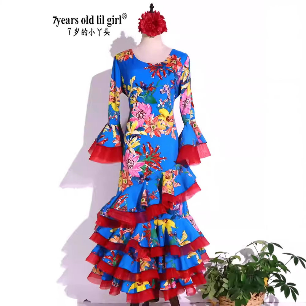 热销Flamenco 佛朗明哥春服佛拉门戈鱼尾西班牙舞裙 GG09