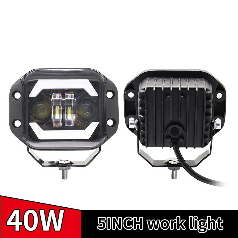 汽车LED工作灯4英寸40W 越野车天使眼大灯改装镶嵌式前杠中网雾灯