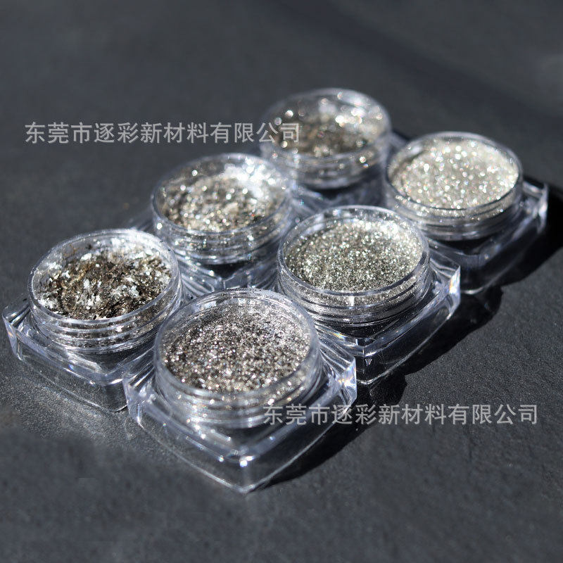 公斤装铂金玻璃包银闪粉 爆闪网红指甲亮片渐变碎钻粉6色美甲闪粉