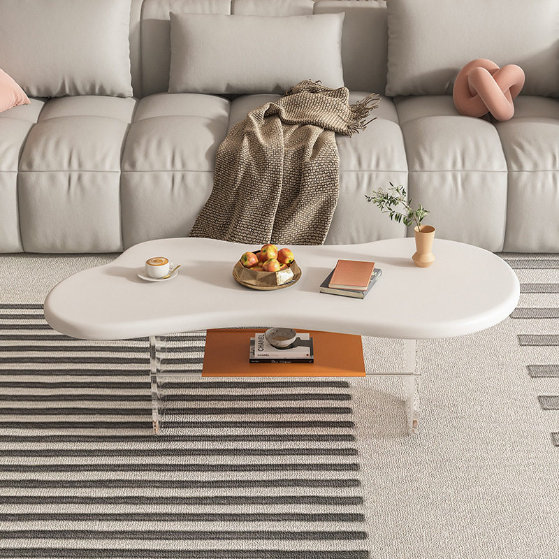 奶油风云朵茶几高级感透明悬浮轻奢现代家用桌子民宿酒店大厅茶几