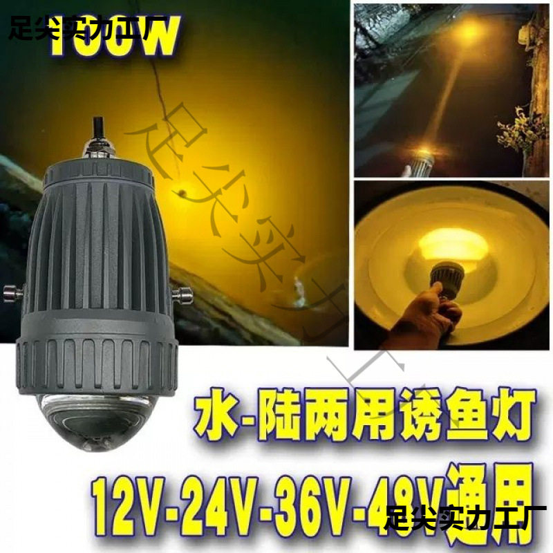 12V黄光引鱼led灯翘嘴钓灯24集鱼桥筏钓水下夜钓J1U聚鱼诱鱼灯垂