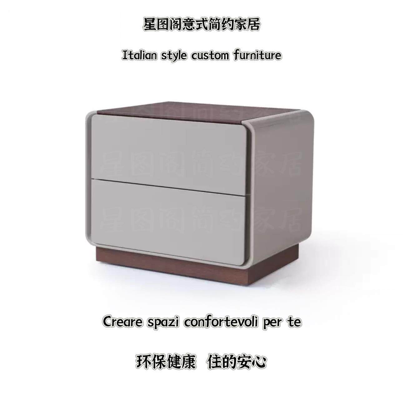 SNAA18意式极简烤漆储物柜床头柜轻奢简约卧室设计师床边柜收