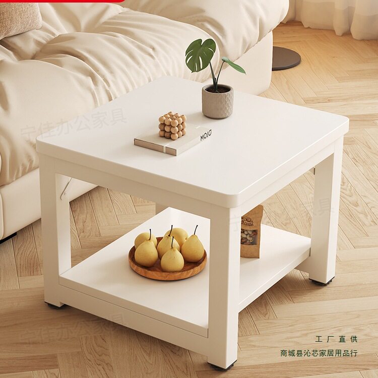 家用极简木质双层小方茶几