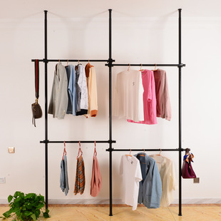 衣架落地杆挂衣家用卧室置物架简易顶天立地阳台晾衣收纳神北李