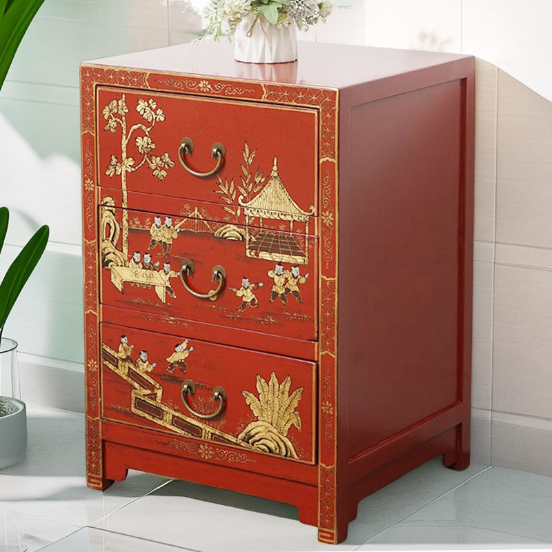 中式彩绘斗柜实木仿古卧室收纳柜储物柜玄关门厅装饰柜简约抽屉柜
