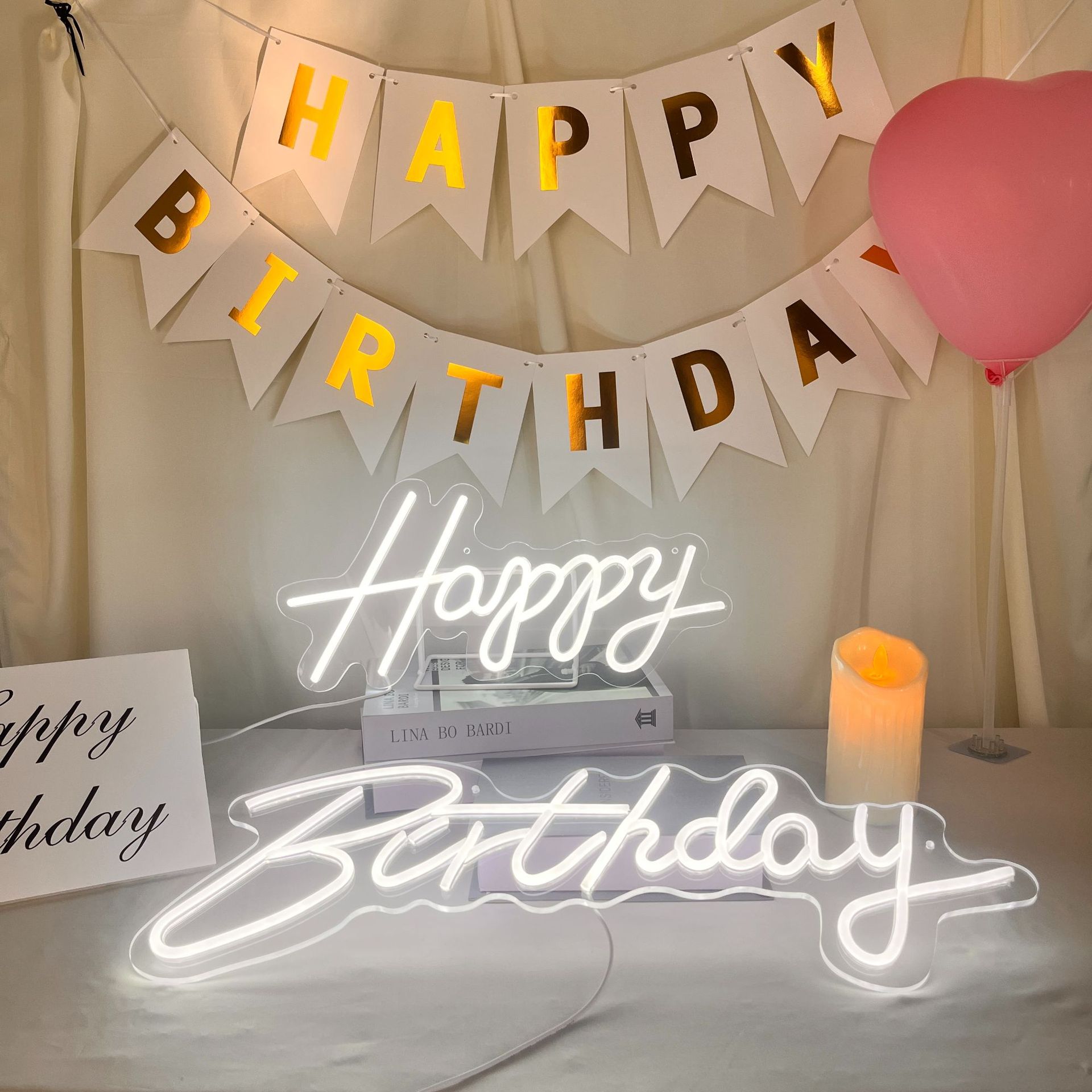 LED霓虹生日快乐灯牌可调光
