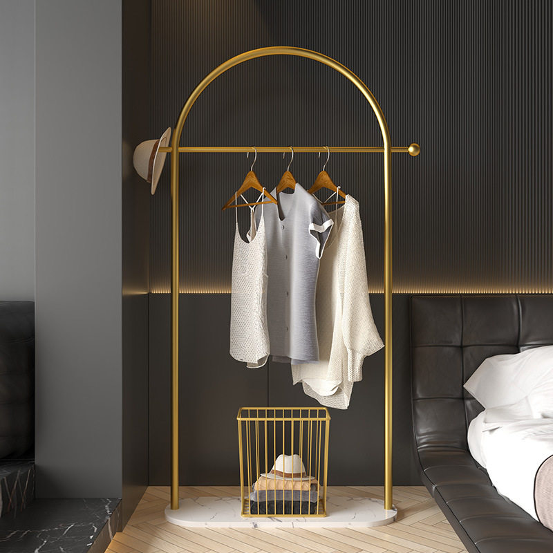 卧室落地衣架加厚晒衣架不占空间挂衣杆子收纳架移动收纳轻奢