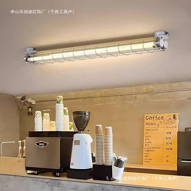 复古工业风长条防爆商用吸顶灯