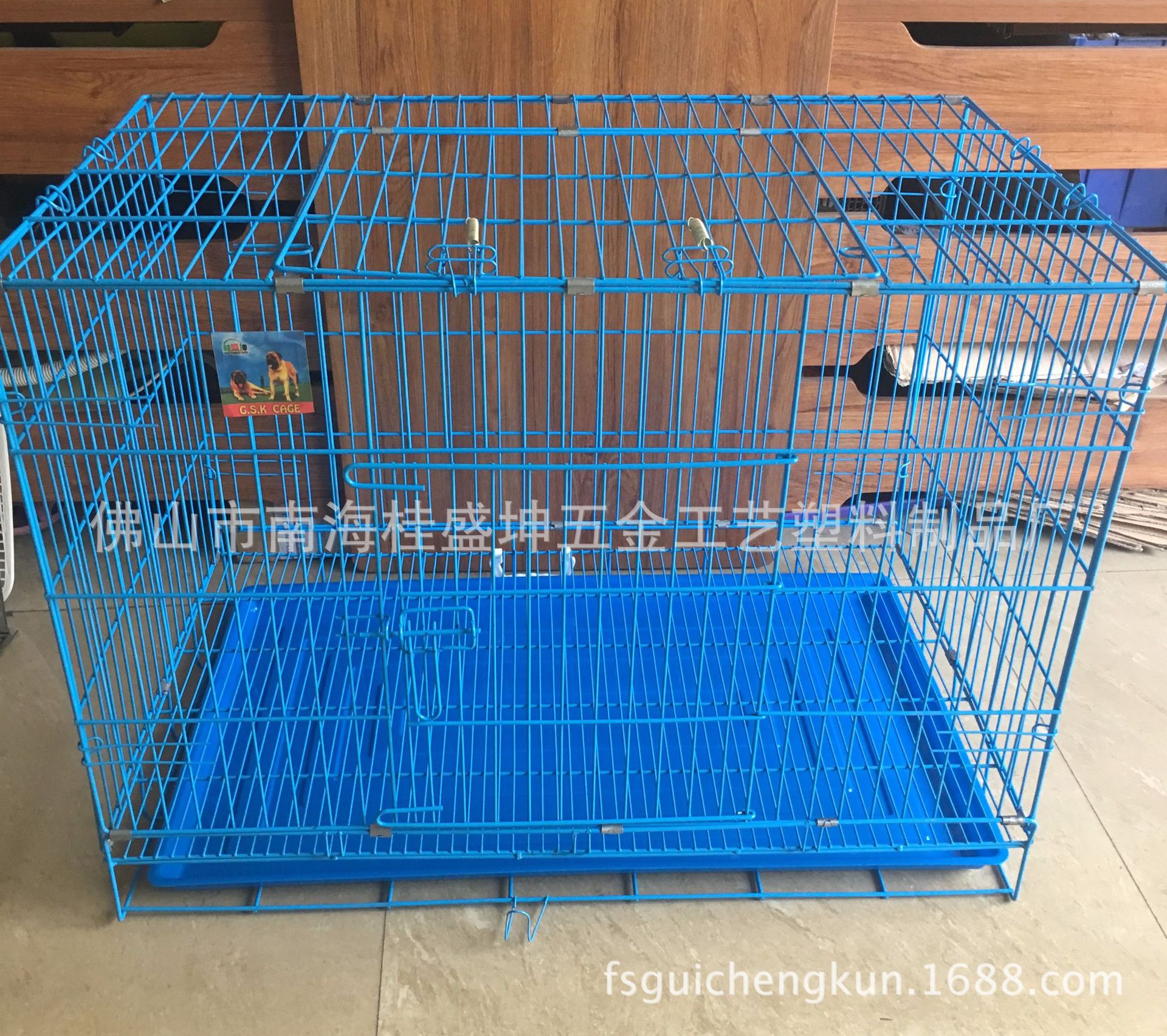 桂盛坤H323加粗狗笼加大号900铁丝折叠狗笼大型犬底盘厂家批发