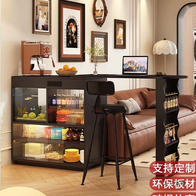 实木可伸缩中岛吧台隔断柜