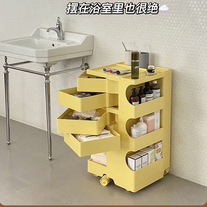 北欧旋转带轮大容量床头柜
