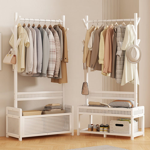 卧室挂衣架简易衣帽架一件起批落地式多功能家用脏衣篮衣物收纳筐