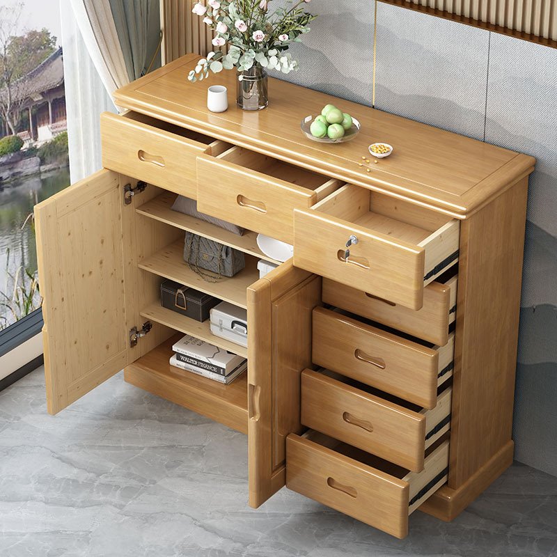 五斗柜实木中式鞋柜抽屉带锁客厅进门口家用大容量卧室收纳储物柜