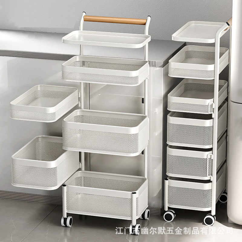 多功能厨房置物架小推车移动果蔬菜篮子多功能锅架多层落地收纳架