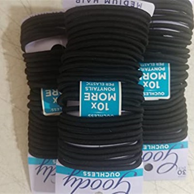 Goody Ouchless No Metal Hair Elastics  Black  4mm  90 Count