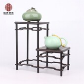 极速红木博古架小多宝阁格紫光檀实木托多肉植物石头底座紫砂茶壶