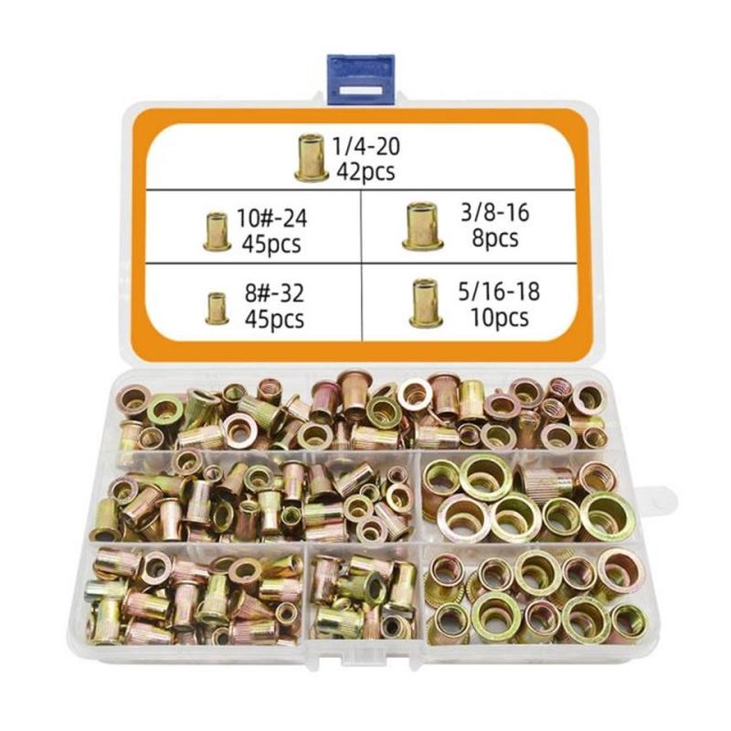 150/230x UNC Rivets Nuts Rivnut Assortment Kit Flat Head Thr
