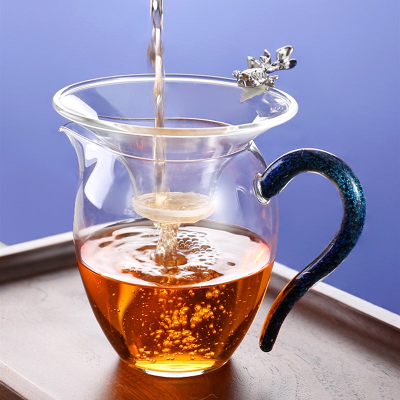 日式高端玻璃公道杯带茶漏滤耐热分茶器茶海单个草堂自慢公杯套装
