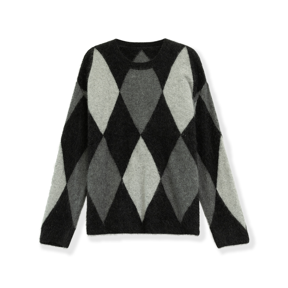 【花花推荐】轻奢女士菱形格拉绒羊毛衫2984-354-9764