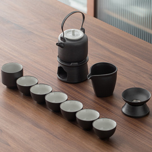 家用陶瓷简约茶海办公室商用盖碗侧把壶茶壶礼盒 黑陶功夫茶具套装