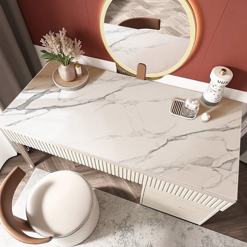 仿大理石纹桌垫子梳妆台北欧ins轻奢风pvc化妆台桌布防水防油免洗,居家布艺,桌布,淘宝优惠券,粉丝福利购,淘宝优惠卷