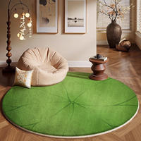 New Chinese-style lotus leaf round carpet, green lotus seat cushion, bedroom bedside blanket, living room sofa, Zen-inspired irregular floor mat thumbnail 3