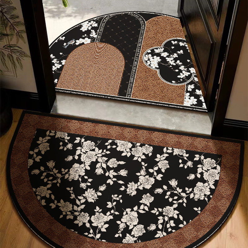 中古风入户地垫半圆型地毯高级感轻奢丝圈防滑耐脏可裁剪家用脚垫,居家布艺,入户地垫,淘宝优惠券,粉丝福利购,淘宝优惠卷