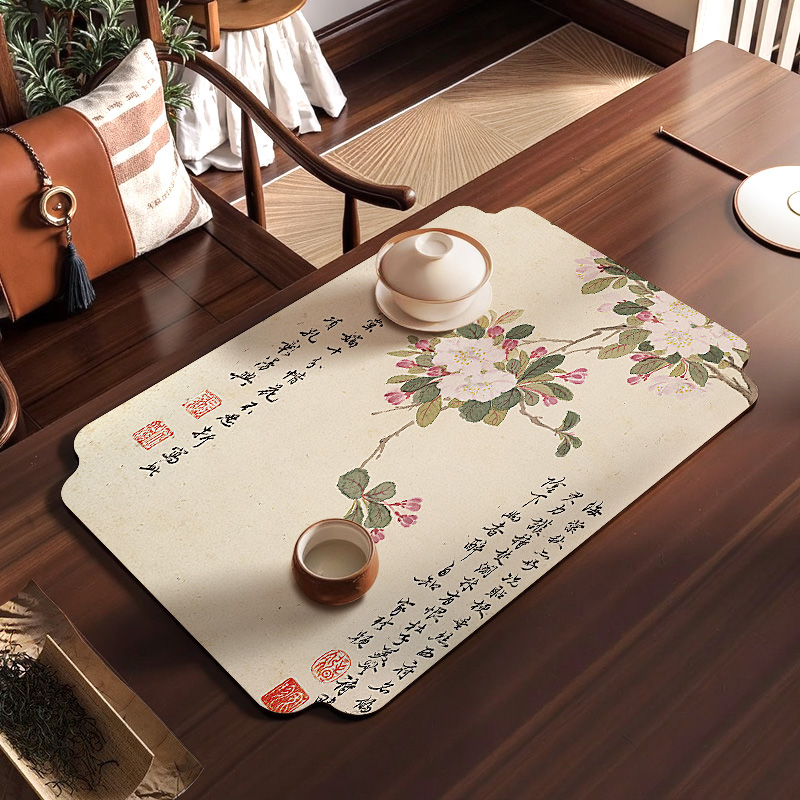 小尺寸禅意桌旗防水茶席轻奢高端桌垫茶桌垫布现代餐桌矽藻泥垫子