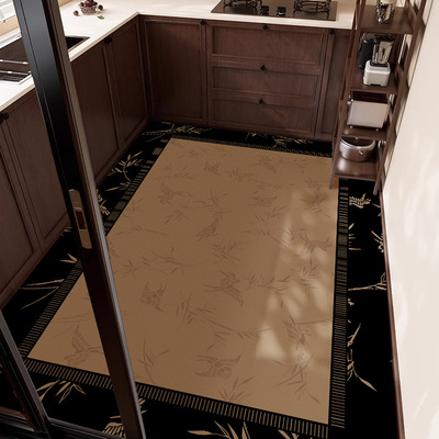 新中式厨房满铺地垫防水防油地毯可擦免洗地板地毯矽藻泥防滑脚垫