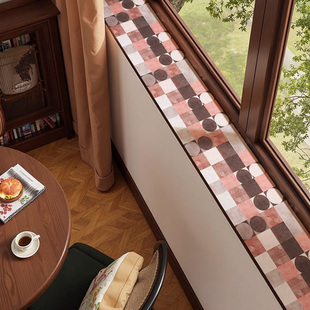 拼色极窄飘窗垫窗台垫轻奢高级感中古条纹卧室阳台垫窗台改造神器