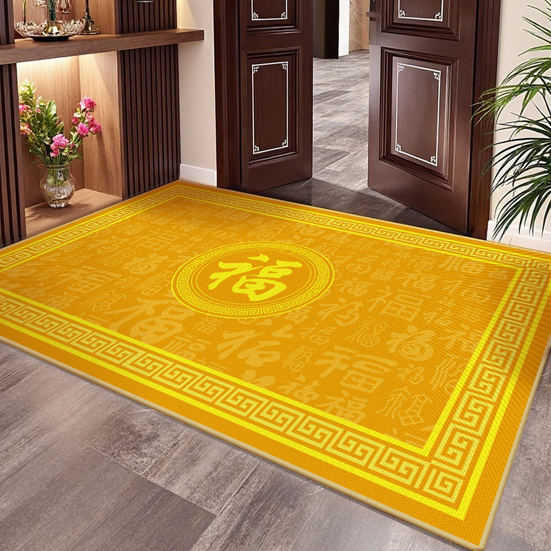招财催运土黄色入户门地垫公司乔迁金色地毯耐脏朝西对门家用脚垫
