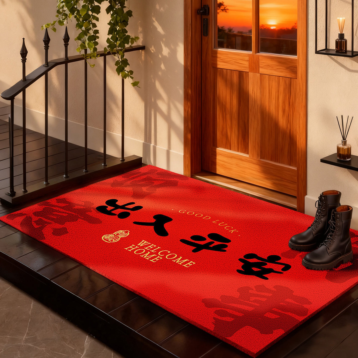 高端入户门地垫进门耐脏防滑免洗地毯红色喜庆别墅玄关大门口脚垫,居家布艺,入户地垫,淘宝优惠券,粉丝福利购,淘宝优惠卷