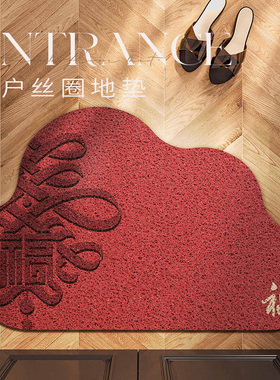 入户门地垫异型云朵家用丝圈脚垫红色进门口垫子喜庆玄关门垫新款