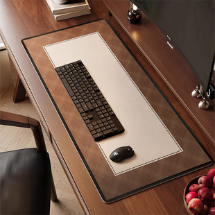 棕色鼠标垫皮革电脑桌垫办公室防水防油免洗桌面保护垫中古风桌布