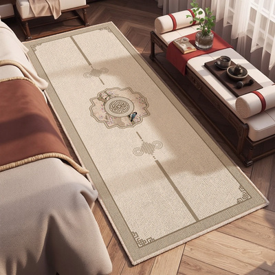 新中式床边地毯卧室床下长条踩脚垫茶室大尺寸满铺地垫客厅茶几毯