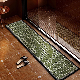 美式绿色浴室防滑厕所洗手间地垫门口长条形门槛石卫生间地毯耐脏