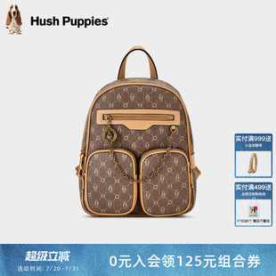 Puppies暇步士女士新款 Hush 老花双肩包大容量上班通勤旅行背包女