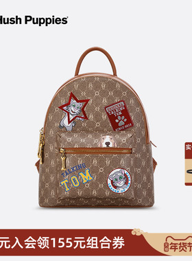 Hush Puppies/暇步士女包新款印花双肩包汤姆猫联名可爱旅行背包