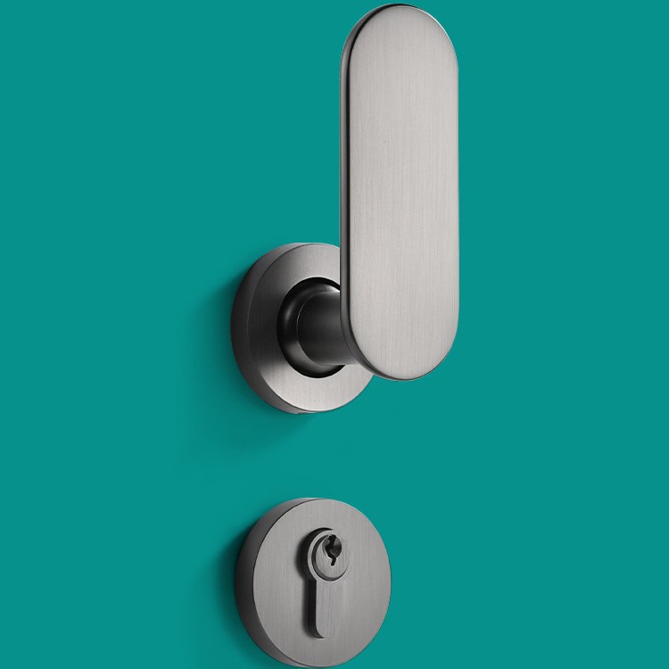 平推式卧室静音分体直推门锁家用室内房门锁卫生间前后推门把手锁