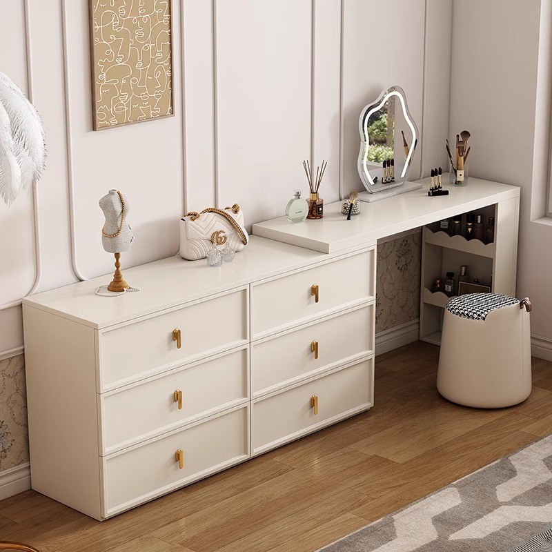 梳妆台斗柜化妆桌收纳一体柜卧室现代简约多功能储物化妆镜轻奢