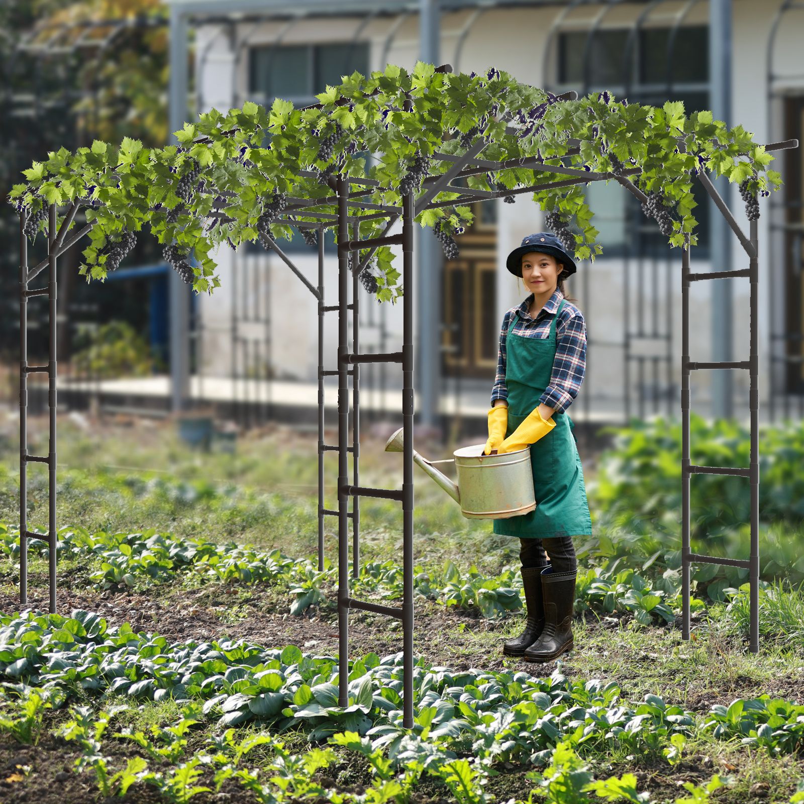 拱门花架庭院蔬果支撑架子爬藤架户外攀爬架葡萄架爬藤架子花支架