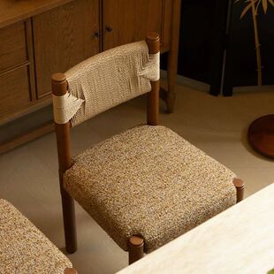 柿子生活随时餐椅复古中古高级实木单椅小户型靠背椅客厅餐厅阳台